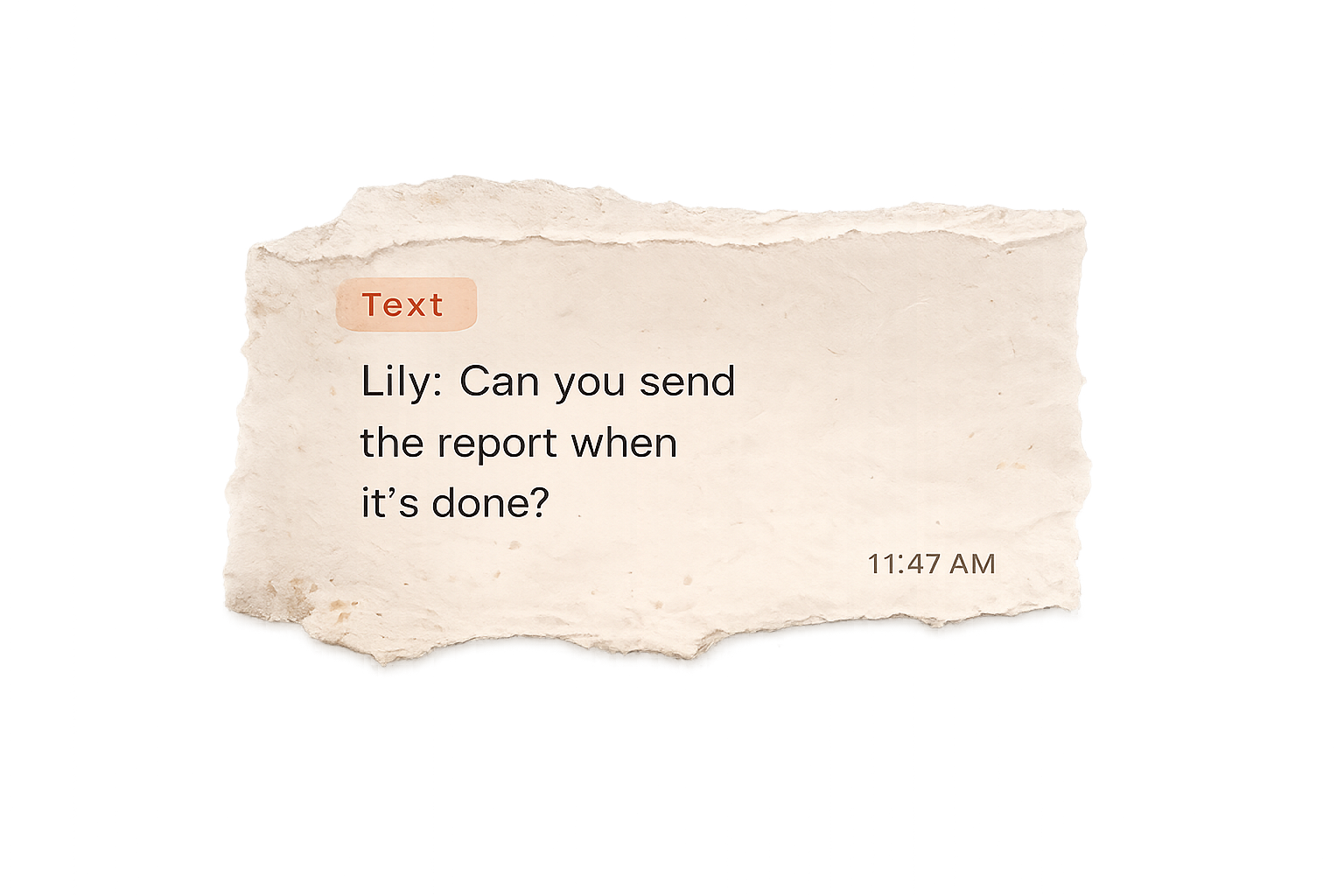 Text: Lily — Can you send the report when it's done?